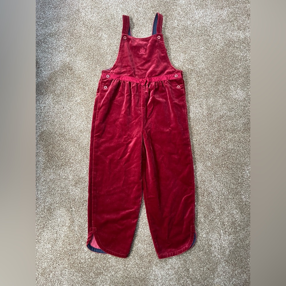Tommy Hilfiger girls 4t red velvet overalls